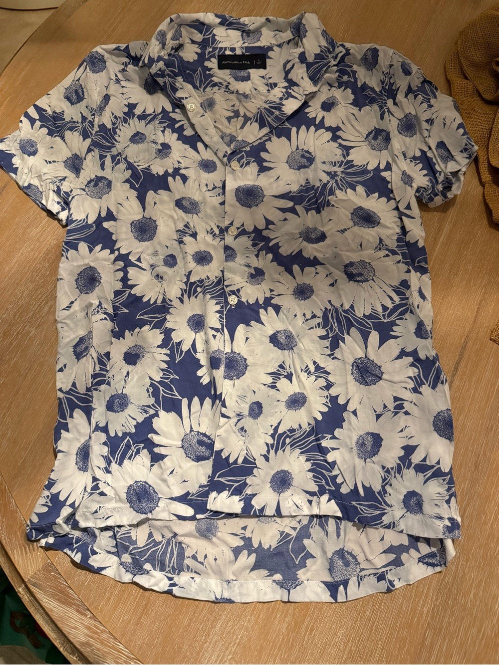 Abercrombie & Fitch Navy and White Floral Button-Up Shirt